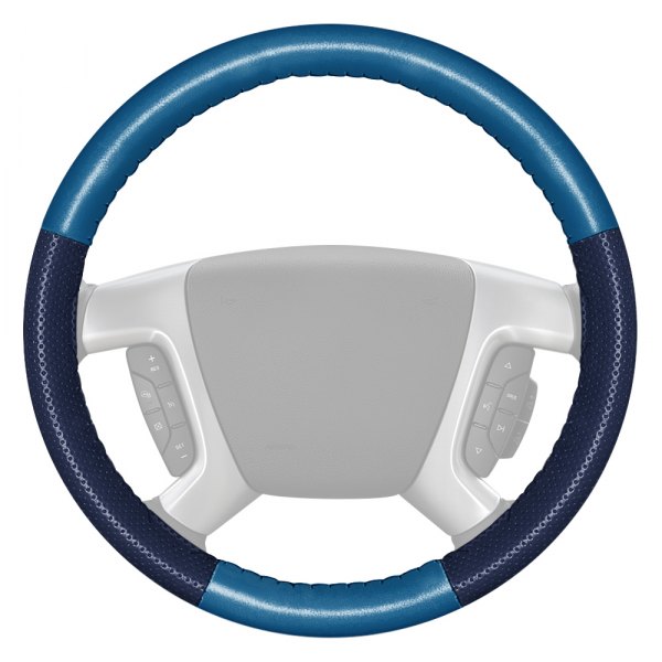 Wheelskins® - EuroPerf Perforated Sea Blue Steering Wheel Cover with Blue Sides Color