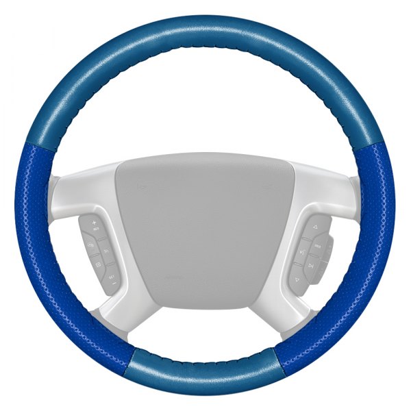 Wheelskins® - EuroPerf Perforated Sea Blue Steering Wheel Cover with Cobalt Sides Color