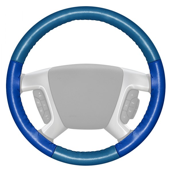 Wheelskins® - EuroTone Two-Color Sea Blue Steering Wheel Cover with Cobalt Sides Color