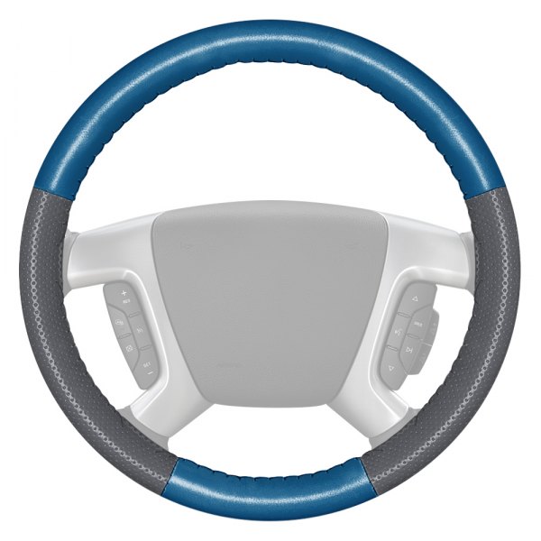 Wheelskins® - EuroPerf Perforated Sea Blue Steering Wheel Cover with Gray Sides Color