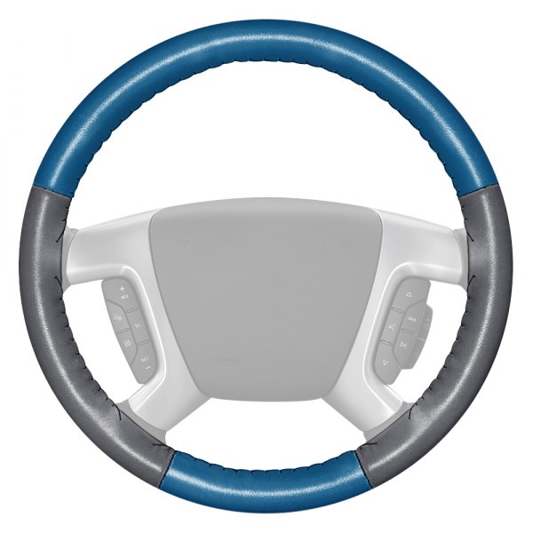 Wheelskins® - EuroTone Two-Color Sea Blue Steering Wheel Cover with Gray Sides Color