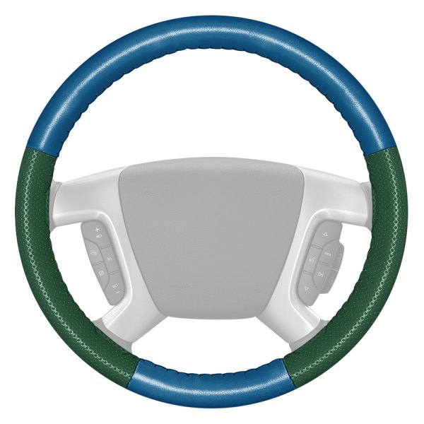 Wheelskins® - EuroPerf Perforated Sea Blue Steering Wheel Cover with Green Sides Color