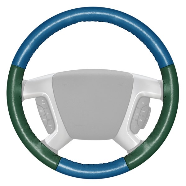 Wheelskins® - EuroTone Two-Color Sea Blue Steering Wheel Cover with Green Sides Color