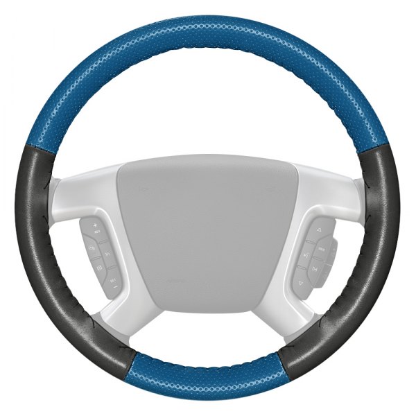 Wheelskins® - EuroPerf Perforated Sea Blue Steering Wheel Cover with Charcoal Sides Color