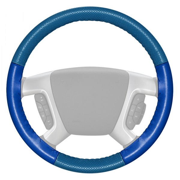 Wheelskins® - EuroPerf Perforated Sea Blue Steering Wheel Cover with Cobalt Sides Color