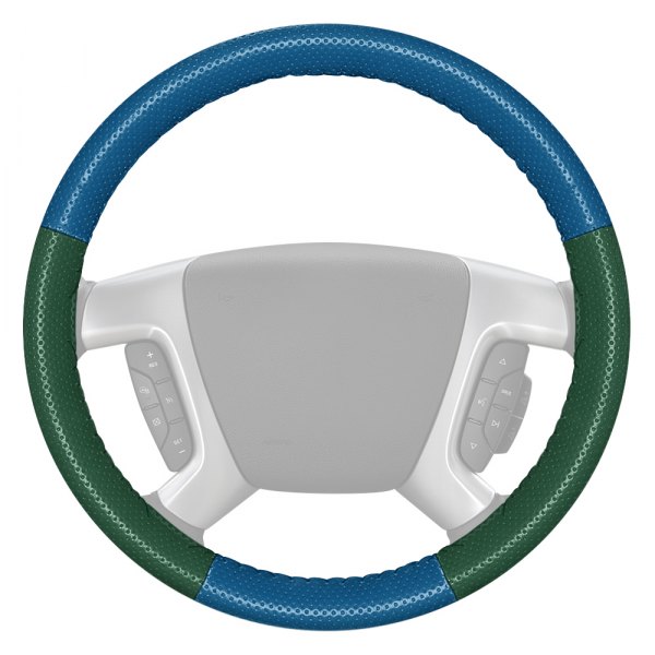 Wheelskins® - EuroPerf Perforated Sea Blue Steering Wheel Cover with Green Sides Color