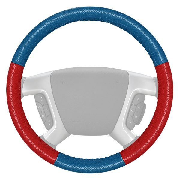 Wheelskins® - EuroPerf Perforated Sea Blue Steering Wheel Cover with Red Sides Color