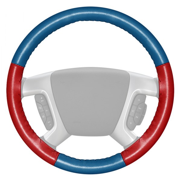 Wheelskins® - EuroTone Two-Color Sea Blue Steering Wheel Cover with Red Sides Color