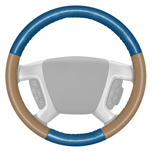 Wheelskins® - EuroPerf Perforated Sea Blue Steering Wheel Cover with Sand Sides Color