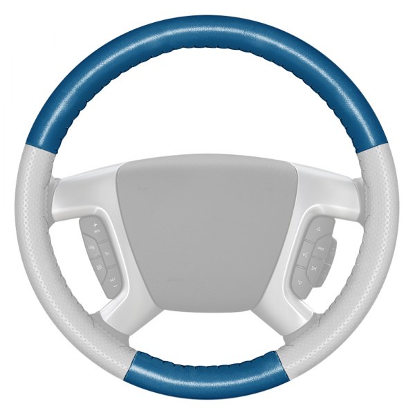 Wheelskins® - EuroPerf Perforated Sea Blue Steering Wheel Cover with White Sides Color