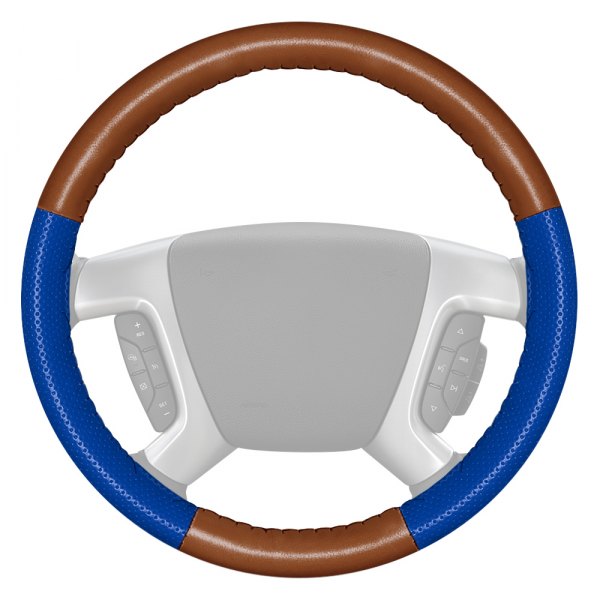Wheelskins® - EuroPerf Perforated Tan Steering Wheel Cover with Cobalt Sides Color