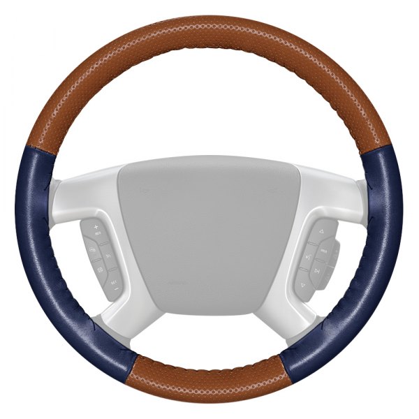 Wheelskins® - EuroPerf Perforated Tan Steering Wheel Cover with Blue Sides Color