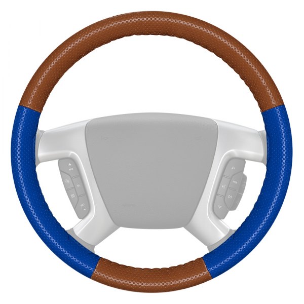 Wheelskins® - EuroPerf Perforated Tan Steering Wheel Cover with Cobalt Sides Color