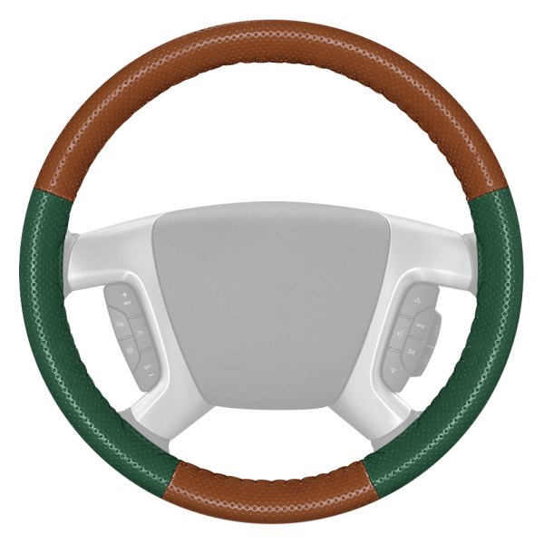 Wheelskins® - EuroPerf Perforated Tan Steering Wheel Cover with Green Sides Color