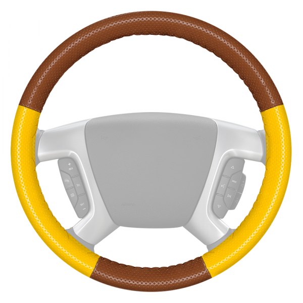 Wheelskins® - EuroPerf Perforated Tan Steering Wheel Cover with Yellow Sides Color