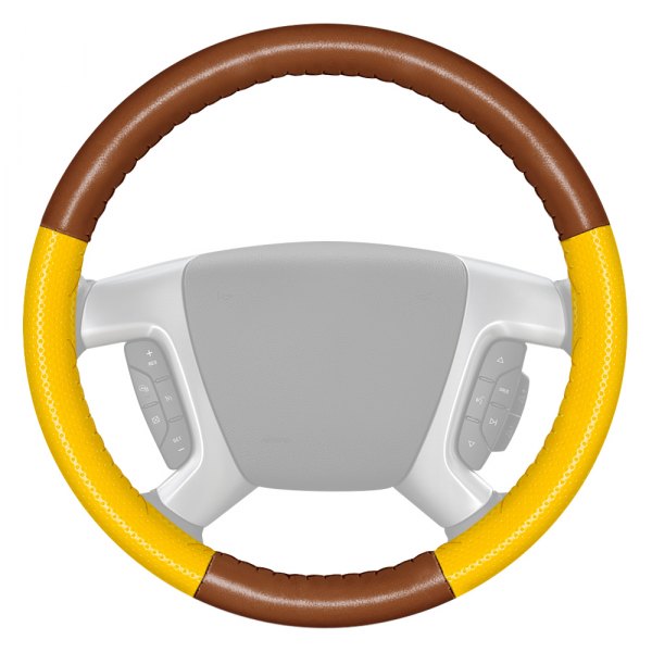 Wheelskins® - EuroPerf Perforated Tan Steering Wheel Cover with Yellow Sides Color