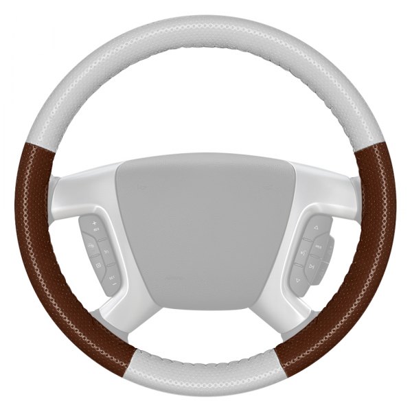 Wheelskins® - EuroPerf Perforated White Steering Wheel Cover with Brown Sides Color