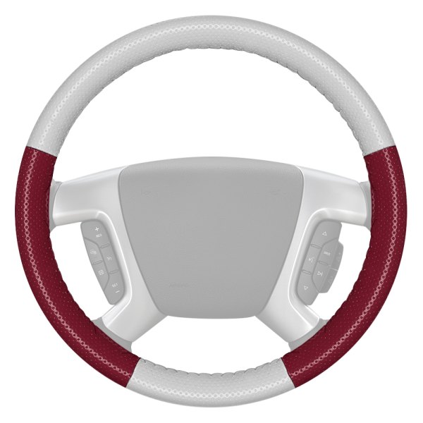 Wheelskins® - EuroPerf Perforated White Steering Wheel Cover with Burgundy Sides Color