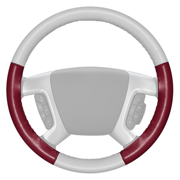 Wheelskins® - EuroPerf Perforated White Steering Wheel Cover with Burgundy Sides Color