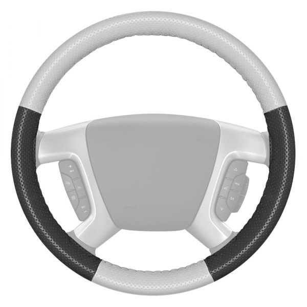 Wheelskins® - EuroPerf Perforated White Steering Wheel Cover with Charcoal Sides Color