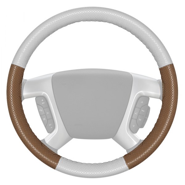 Wheelskins® - EuroPerf Perforated White Steering Wheel Cover with Oak Sides Color