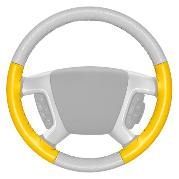 Wheelskins® - EuroPerf Perforated White Steering Wheel Cover with Yellow Sides Color