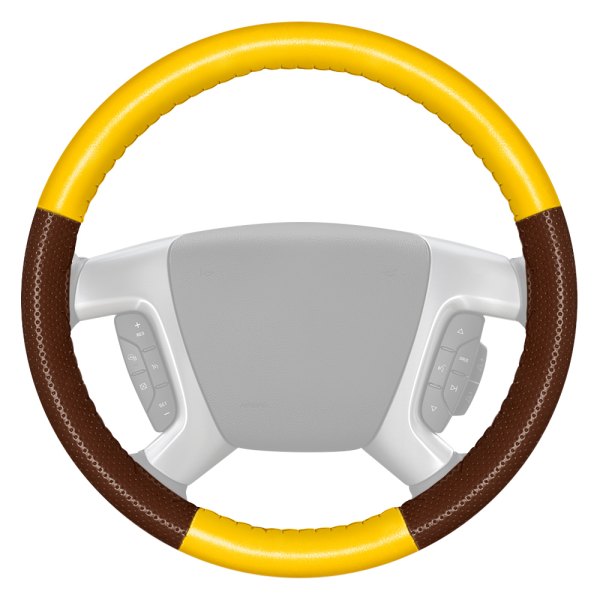Wheelskins® - EuroPerf Perforated Yellow Steering Wheel Cover with Brown Sides Color