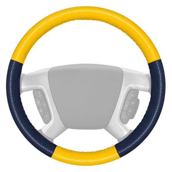 Wheelskins® - EuroPerf Perforated Yellow Steering Wheel Cover with Blue Sides Color