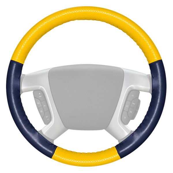 Wheelskins® - EuroPerf Perforated Yellow Steering Wheel Cover with Blue Sides Color