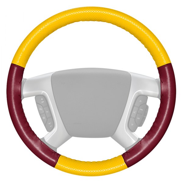 Wheelskins® - EuroPerf Perforated Yellow Steering Wheel Cover with Burgundy Sides Color