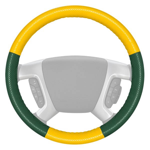 Wheelskins® - EuroPerf Perforated Yellow Steering Wheel Cover with Green Sides Color