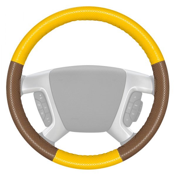 Wheelskins® - EuroPerf Perforated Yellow Steering Wheel Cover with Oak Sides Color