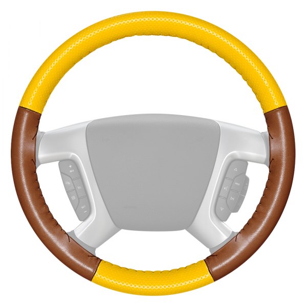 Wheelskins® - EuroPerf Perforated Yellow Steering Wheel Cover with Tan Sides Color