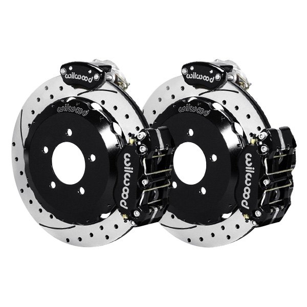 Wilwood® - Street Performance Drilled and Slotted Rotor MC4 Caliper Rear Brake Kit with Parking Brake Assembly