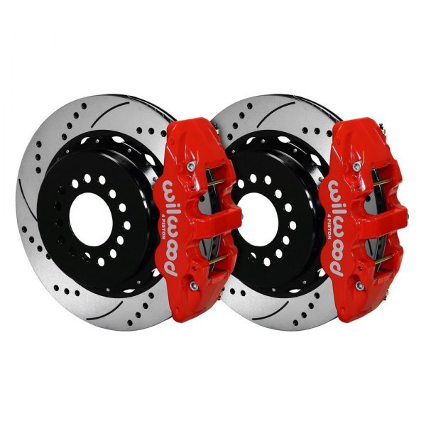 Wilwood® - Street Performance Drilled and Slotted Rotor AERO4 Caliper Rear Brake Kit with Snap Ring Bearing
