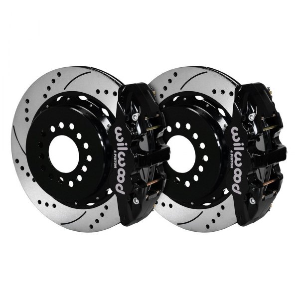 Wilwood® - Street Performance Drilled and Slotted Rotor AERO4 Caliper Rear Brake Kit with Parking Brake Assembly