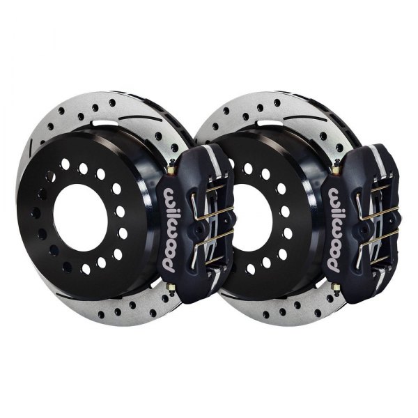 Wilwood® - Street Performance Drilled and Slotted Rotor Forged DynaPro Low-Profile Caliper Rear Brake Kit with Snap Ring Bearing