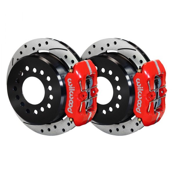 Wilwood® - Street Performance Drilled and Slotted Rotor Forged DynaPro Low-Profile Caliper Rear Brake Kit with Snap Ring Bearing