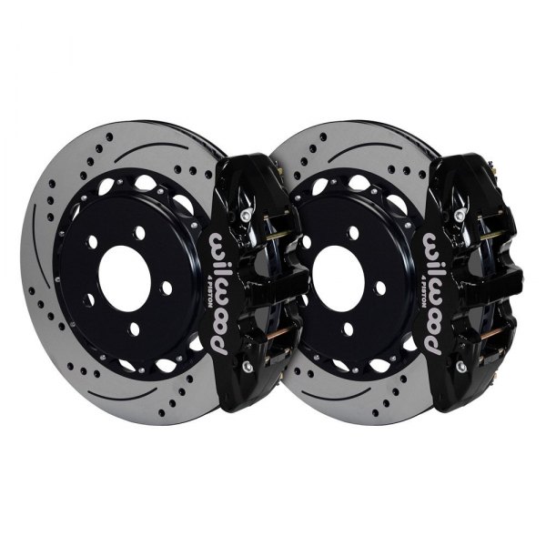 Wilwood® - Street Performance Drilled and Slotted Rotor AERO4 Caliper Rear Brake Kit for OE Parking Brakes