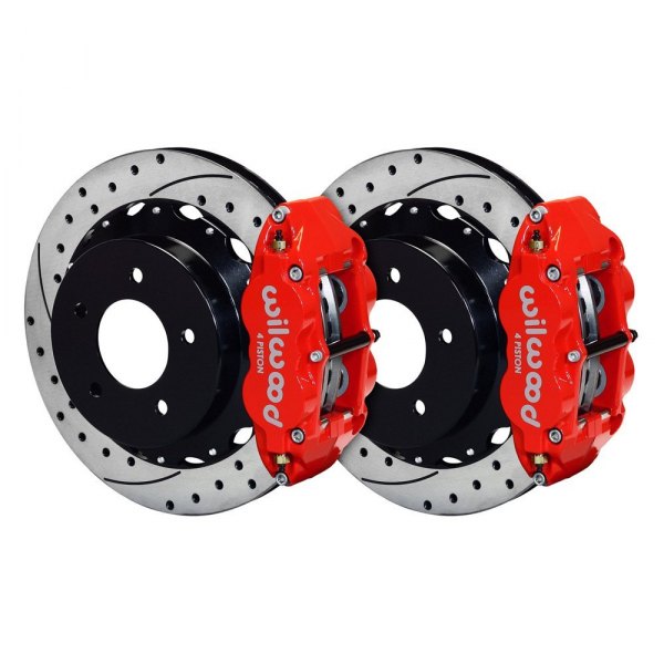 Wilwood® - Street Performance Drilled and Slotted Rotor Forged Narrow Superlite Caliper Rear Brake Kit for OE Parking Brakes