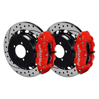 Wilwood® - Street Performance Drilled and Slotted Rotor Forged Narrow Superlite Caliper Rear Brake Kit for OE Parking Brakes