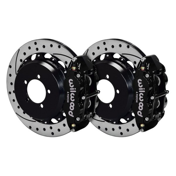 Wilwood® - Street Performance Drilled and Slotted Rotor Forged Narrow Superlite Caliper Rear Brake Kit for OE Parking Brakes