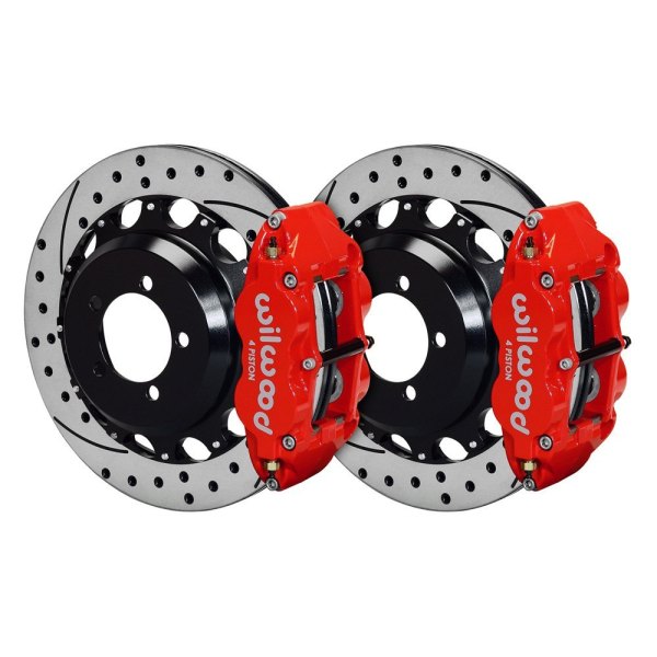 Wilwood® - Street Performance Drilled and Slotted Rotor Forged Narrow Superlite Caliper Rear Brake Kit for OE Parking Brakes