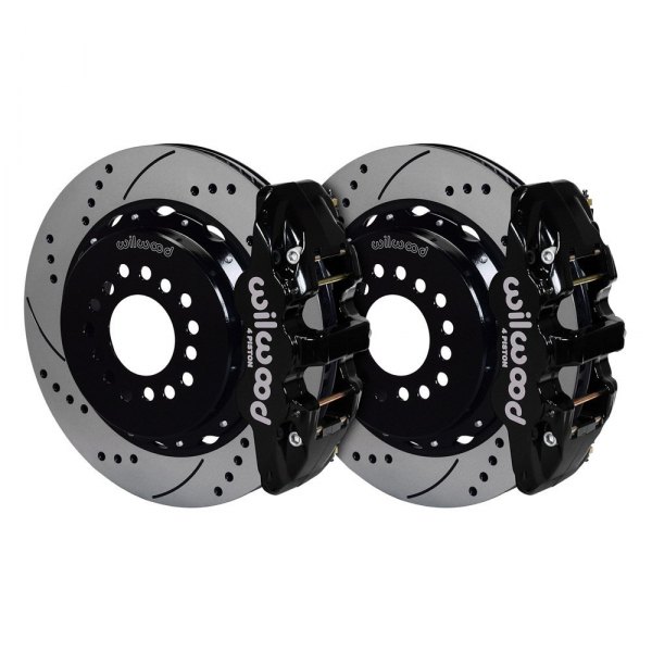 Wilwood® - Street Performance Drilled and Slotted Rotor AERO4 Caliper Rear Brake Kit for OE Parking Brakes