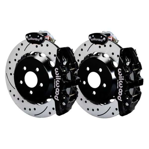 Wilwood® - Street Performance Drilled and Slotted Rotor AERO4 Caliper Rear Brake Kit with Parking Brake Assembly