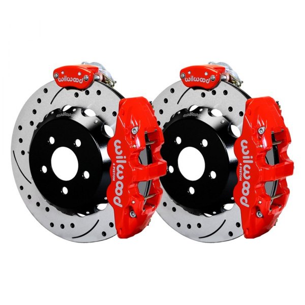 Wilwood® - Street Performance Drilled and Slotted Rotor AERO4 Caliper Rear Brake Kit with Parking Brake Assembly