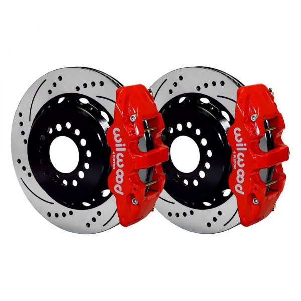Wilwood® - Street Performance Drilled and Slotted Rotor AERO4 Caliper Rear Brake Kit for OE Parking Brakes