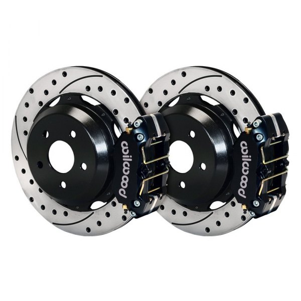 Wilwood® - Street Performance Drilled and Slotted Rotor DynaPro Caliper Rear Brake Kit for OE Parking Brakes