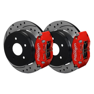 Wilwood® - Street Performance Drilled and Slotted Rotor DynaPro Caliper Rear Brake Kit for OE Parking Brakes