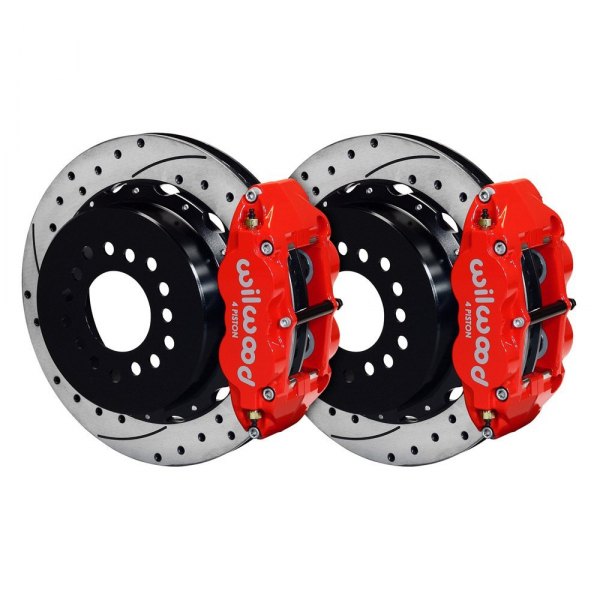 Wilwood® - Street Performance Drilled and Slotted Rotor Forged Narrow Superlite Caliper Rear Brake Kit with Parking Brake Assembly